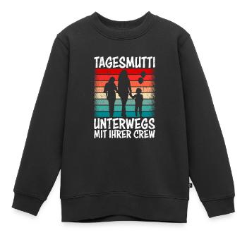 Tagesmutti unterwegs mit ihrer Crew Tagesmutter - Kinder Premium Organic Sweatshirt - Schwarz - Vorne - AI Model Kid Female (0cm)