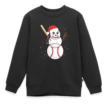 Baseball Schneemann Baseball Spieler Baseballer - Kinder Premium Organic Sweatshirt - Schwarz - Vorne - AI Model Kid Female (0cm)