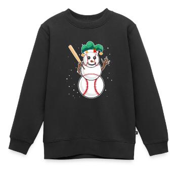 Baseball Schneemann Baseball Spieler Baseballer - Kinder Premium Organic Sweatshirt - Schwarz - Vorne - AI Model Kid Female (0cm)