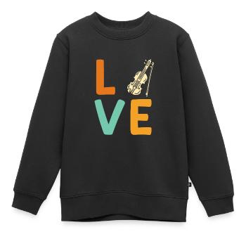 Musicien Musicien J’aime mon violon - Sweat Premium enfant bio - noir - Devant - AI Model Kid Female (0cm)