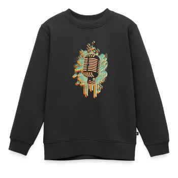 Ich liebe Musik Mikrofon singen Noten - Kinder Premium Organic Sweatshirt - Schwarz - Vorne - AI Model Kid Female (0cm)