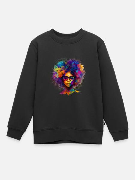 Afro Cheveux Afro Américain Femme Africaine - Sweat Premium enfant bio - noir