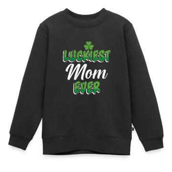 La Saint-Patrick dit maman la plus chanceuse de tous les temps - Sweat Premium enfant bio - noir - Devant - AI Model Kid Female (0cm)