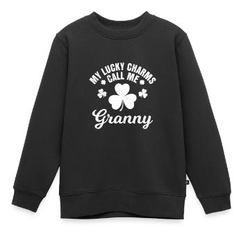 Meine Glücksbringer nennen mich Granny - Kinder Premium Organic Sweatshirt - Schwarz - Vorne - AI Model Kid Female (0cm)