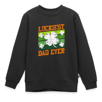 Le père le plus chanceux de tous les temps Clover Saint-Patrick - Sweat Premium enfant bio - noir - Devant - AI Model Kid Female (0cm)