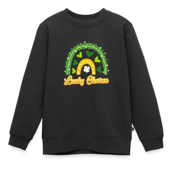 Porte-bonheur Saint-Patrick - Sweat Premium enfant bio - noir - Devant - AI Model Kid Female (0cm)