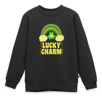 Porte-bonheur Porte-bonheur Porte-bonheur Arc-en-ciel - Sweat Premium enfant bio - noir - Devant - AI Model Kid Female (0cm)