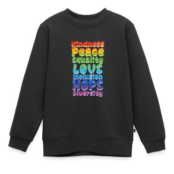 Inclusion Acceptation Gentillesse Solidarité - Sweat Premium enfant bio - noir - Devant - AI Model Kid Female (0cm)