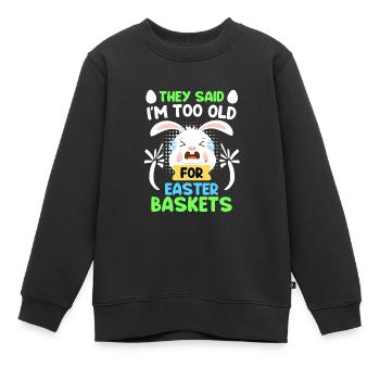 Lapin de Pâques Panier de Pâques Lapin Oeufs de Pâques - Sweat Premium enfant bio - noir - Devant - AI Model Kid Female (0cm)