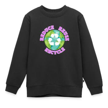 Reduce Recycle Umweltliebe Umweltschutz - Kinder Premium Organic Sweatshirt - Schwarz - Vorne - AI Model Kid Female (0cm)