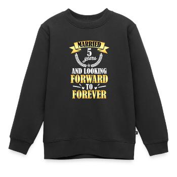 Noces en bois 5ème anniversaire de mariage - Sweat Premium enfant bio - noir - Devant - AI Model Kid Female (0cm)