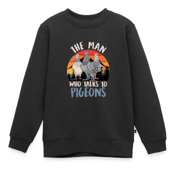 Männer Der Mann der mit den Tauben spricht - Kinder Premium Organic Sweatshirt - Schwarz - Vorne - AI Model Kid Female (0cm)