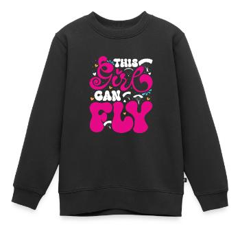 Parapente Mouche Femmes - Sweat Premium enfant bio - noir - Devant - AI Model Kid Female (0cm)