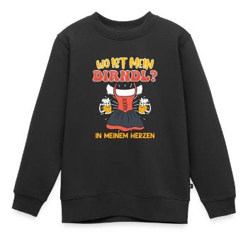 Trachten Shirt Wo ist mein Dirndl? Bayerisches - Kinder Premium Organic Sweatshirt - Schwarz - Vorne - AI Model Kid Female (0cm)
