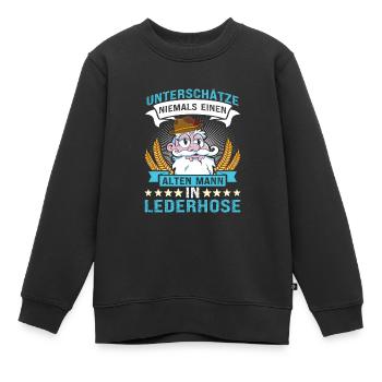 Unterschätze Niemals einen Alten Mann in Lederhose - Kinder Premium Organic Sweatshirt - Schwarz - Vorne - AI Model Kid Female (0cm)