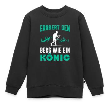 Ski Touring Erobert den Berg wie ein König - Kinder Premium Organic Sweatshirt - Schwarz - Vorne - AI Model Kid Female (0cm)