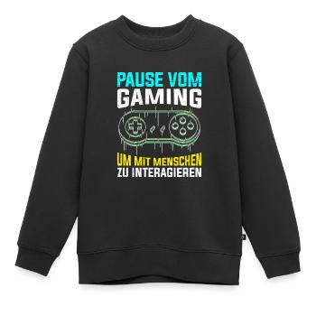 Video Spieler Pause vom Gaming Controller Video - Kinder Premium Organic Sweatshirt - Schwarz - Vorne - AI Model Kid Female (0cm)