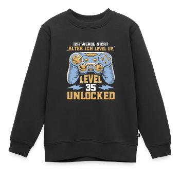 Retro Gamer B-Day Level 35 Unlocked Zocker - Kinder Premium Organic Sweatshirt - Schwarz - Vorne - AI Model Kid Female (0cm)