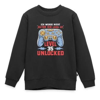 Retro Gamer B-Day Level 35 Unlocked Zocker - Kinder Premium Organic Sweatshirt - Schwarz - Vorne - AI Model Kid Female (0cm)