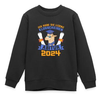 Abitur 2024 Habe die Lizenz zum Klugscheißen - Kinder Premium Organic Sweatshirt - Schwarz - Vorne - AI Model Kid Female (0cm)