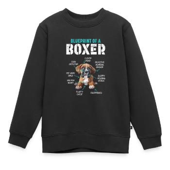 Boxer allemand PLAN D’UN BOXER Drôle - Sweat Premium enfant bio - noir - Devant - AI Model Kid Female (0cm)