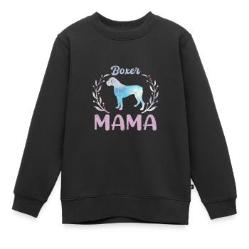 BOXER MOM Boxer allemand Chien Maman Boxer Boxer - Sweat Premium enfant bio - noir - Devant - AI Model Kid Female (0cm)