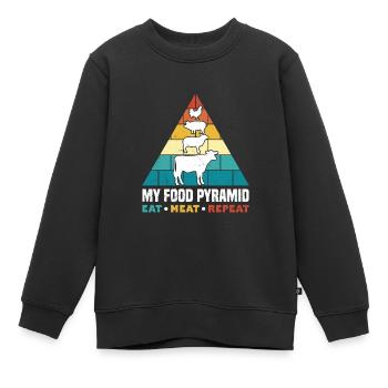Lustig Fleischfresser Food Pyramid Eat Meat Repeat - Kinder Premium Organic Sweatshirt - Schwarz - Vorne - AI Model Kid Female (0cm)