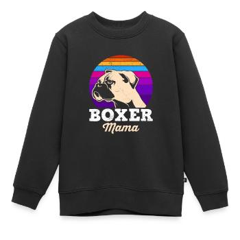 BOXER MOM Boxer allemand Chien Maman Boxer Boxer - Sweat Premium enfant bio - noir - Devant - AI Model Kid Female (0cm)