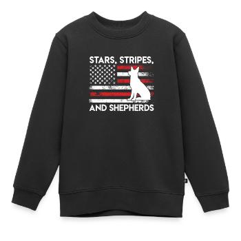 Amerika STARS STRIPES AND SHEPHERDS Deutscher - Kinder Premium Organic Sweatshirt - Schwarz - Vorne - AI Model Kid Female (0cm)
