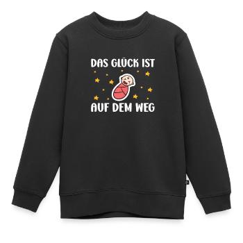 Werdende Mütter DAS GLÜCK IST AUF DEM WEG - Kinder Premium Organic Sweatshirt - Schwarz - Vorne - AI Model Kid Female (0cm)