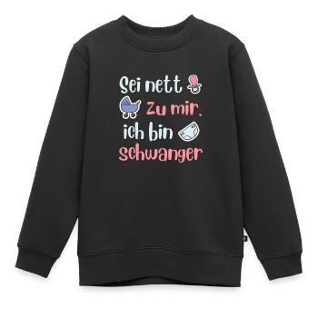 Future maman SOIS GENTILLE AVEC MOI JE SUIS ENCEINTE - Sweat Premium enfant bio - noir - Devant - AI Model Kid Female (0cm)