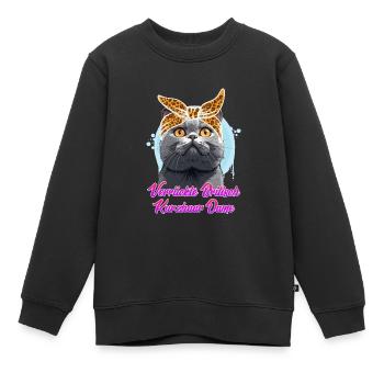 Britisch Kurzhaar VERRÜCKTE BRITISCH KURZHAAR - Kinder Premium Organic Sweatshirt - Schwarz - Vorne - AI Model Kid Female (0cm)