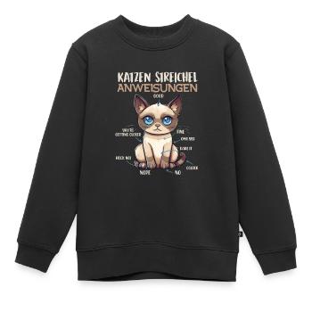 Chats siamois INSTRUCTIONS DE CARESSES Fun - Sweat Premium enfant bio - noir - Devant - AI Model Kid Female (0cm)