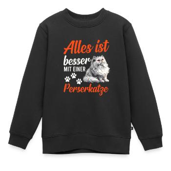 Persian Cat EVERYTHING IS BETTER WITH A PERSIAN CAT - Kids Premium Organic Sweatshirt - black - Front - AI Model Kid Female (0cm)