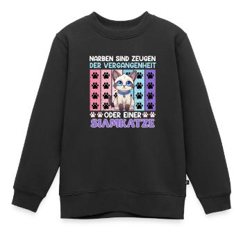 Siamkatze NARBEN SIND ZEUGEN DER VERGANGENHEIT - Kinder Premium Organic Sweatshirt - Schwarz - Vorne - AI Model Kid Female (0cm)