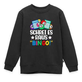 Joueurs de bingo CRIEZ-LE BINGO ! Bingo amusant - Sweat Premium enfant bio - noir - Devant - AI Model Kid Female (0cm)