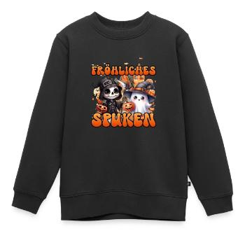 HAPPY HALLOWEEN FRÖHLICHES SPUKEN Lustiges - Kinder Premium Organic Sweatshirt - Schwarz - Vorne - AI Model Kid Female (0cm)