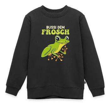 Froschkostüm BUSSI DEM FROSCH Lustiges Frosch - Kinder Premium Organic Sweatshirt - Schwarz - Vorne - AI Model Kid Female (0cm)