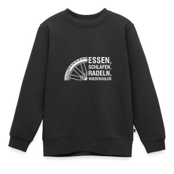 Radfahrer ESSEN SCHLAFEN RADELN WIEDERHOLEN Lustig - Kinder Premium Organic Sweatshirt - Schwarz - Vorne - AI Model Kid Female (0cm)