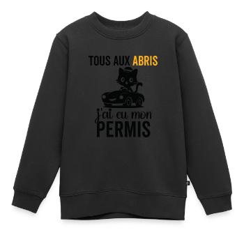 J'ai eu mon Permis félicitations à moi même - Sweat Premium enfant bio - noir - Devant - AI Model Kid Female (0cm)