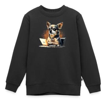 Chihuahua Travail domicile Bureau Travail - Sweat Premium enfant bio - noir - Devant - AI Model Kid Female (0cm)