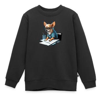 Chihuahua Travail domicile Bureau Travail - Sweat Premium enfant bio - noir - Devant - AI Model Kid Female (0cm)