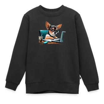 Chihuahua Travail domicile Bureau Travail - Sweat Premium enfant bio - noir - Devant - AI Model Kid Female (0cm)