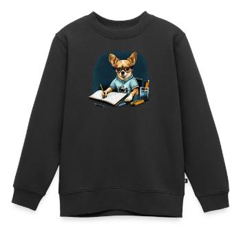 Chihuahua Travail domicile Bureau Travail - Sweat Premium enfant bio - noir - Devant - AI Model Kid Female (0cm)