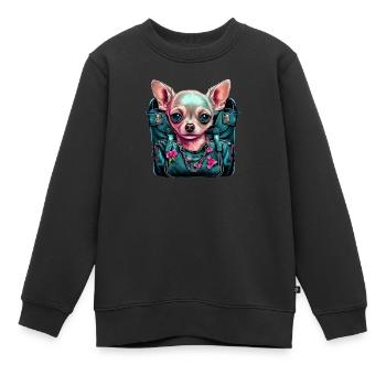 Pink Chihuahua | Rosa Handtasche Welpe Girlie - Kinder Premium Organic Sweatshirt - Schwarz - Vorne - AI Model Kid Female (0cm)