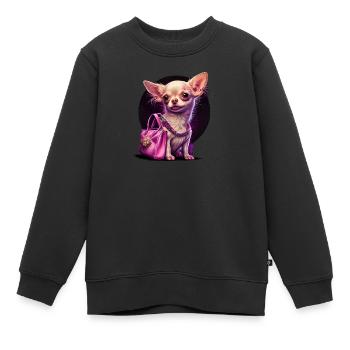 Pink Chihuahua | Rosa Handtasche Welpe Girlie - Kinder Premium Organic Sweatshirt - Schwarz - Vorne - AI Model Kid Female (0cm)