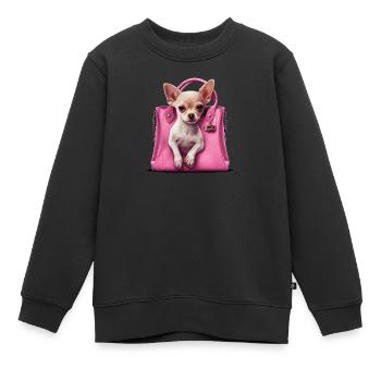 Pink Chihuahua | Rosa Handtasche Welpe Girlie - Kinder Premium Organic Sweatshirt - Schwarz - Vorne - AI Model Kid Female (0cm)