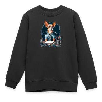 Chihuahua Travail domicile Bureau Travail - Sweat Premium enfant bio - noir - Devant - AI Model Kid Female (0cm)