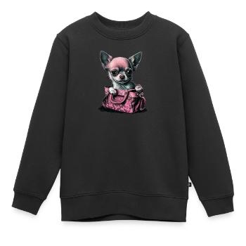 Pink Chihuahua | Rosa Handtasche Welpe Girlie - Kinder Premium Organic Sweatshirt - Schwarz - Vorne - AI Model Kid Female (0cm)