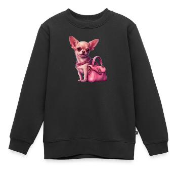 Pink Chihuahua | Rosa Handtasche Welpe Girlie - Kinder Premium Organic Sweatshirt - Schwarz - Vorne - AI Model Kid Female (0cm)